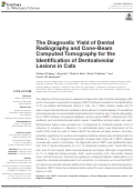 Cover page: The Diagnostic Yield of Dental Radiography and Cone-Beam Computed Tomography for the Identification of Dentoalveolar Lesions in Cats.