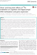 Cover page: Short- and long-term effects of 56Fe irradiation on cognition and hippocampal DNA methylation and gene expression