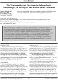 Cover page: The Neurocardiogenic Spectrum in Subarachnoid Hemorrhage: A Case Report and Review of the Literature