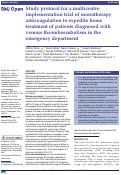 Cover page: Study protocol for a multicentre implementation trial of monotherapy anticoagulation to expedite home treatment of patients diagnosed with venous thromboembolism in the emergency department