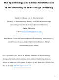 Cover page: The Epidemiology and Clinical Manifestations of Autoimmunity in Selective IgA Deficiency