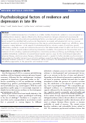 Cover page: Psychobiological factors of resilience and depression in late life