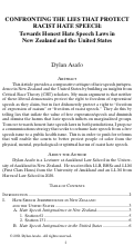 Cover page: Confronting the Lies That Protect Racist Hate Speech: Towards Honest Hate Speech Laws in New Zealand and the United States