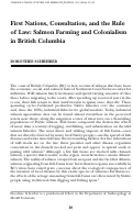 Cover page: First Nations, Consultation, and the Rule of Law: Salmon Farming and Colonialism in British Columbia