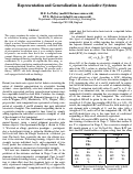 Cover page: Representation and Generalisation in Associative Systems