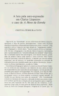 Cover page: A luta pela auto-expressão em Clarice Lispector: o caso de <em>A Hora da Estrela</em>