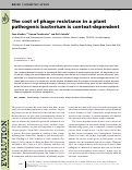 Cover page: The cost of phage resistance in a plant pathogenic bacterium is context‐dependent