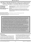 Cover page: Boarding of Mentally Ill Patients in Emergency Departments: American Psychiatric Association Resource Document