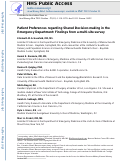 Cover page: Patient Preferences Regarding Shared Decision Making in the Emergency Department: Findings From a Multisite Survey