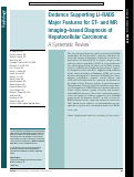 Cover page: Evidence Supporting LI-RADS Major Features for CT- and MR Imaging–based Diagnosis of Hepatocellular Carcinoma: A Systematic Review