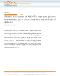 Cover page: Genetic inactivation of ANGPTL4 improves glucose homeostasis and is associated with reduced risk of diabetes