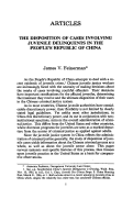 Cover page: The Disposition of Cases Involving Juvenile Delinquents in the People's Republic of China