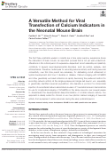Cover page: A Versatile Method for Viral Transfection of Calcium Indicators in the Neonatal Mouse Brain