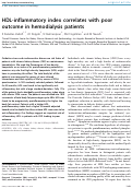 Cover page: HDL-inflammatory index correlates with poor outcome in hemodialysis patients