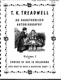 Cover page of T. K. Treadwell: An Unauthorized Autobiography, Volume 1