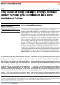 Cover page: The value of long-duration energy storage under various grid conditions in a zero-emissions future.