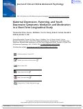 Cover page: Maternal Depression, Parenting, and Youth Depressive Symptoms: Mediation and Moderation in a Short-Term Longitudinal Study