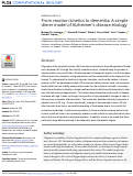 Cover page: From reaction kinetics to dementia: A simple dimer model of Alzheimer’s disease etiology