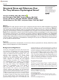 Cover page: Structural Stress and Otherness: How Do They Influence Psychological Stress?