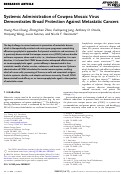 Cover page: Systemic Administration of Cowpea Mosaic Virus Demonstrates Broad Protection Against Metastatic Cancers.