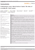 Cover page: Gatekeeping in cancer clinical trials in Canada: The ethics of recruiting the ideal patient.