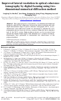 Cover page: Improved lateral resolution in optical coherence tomography by digital focusing using two-dimensional numerical diffraction method