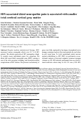 Cover page: HIV-associated distal neuropathic pain is associated with smaller total cerebral cortical gray matter