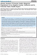 Cover page: Genetic Analysis of Invasive Aedes albopictus Populations in Los Angeles County, California and Its Potential Public Health Impact