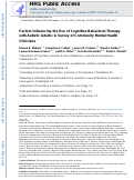 Cover page: Factors Influencing the Use of Cognitive–Behavioral Therapy with Autistic Adults: A Survey of Community Mental Health Clinicians