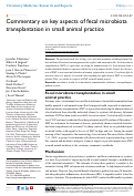 Cover page: Commentary on key aspects of fecal microbiota transplantation in small animal practice