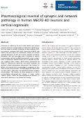 Cover page: Pharmacological reversal of synaptic and network pathology in human MECP2‐KO neurons and cortical organoids