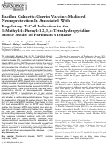 Cover page: Bacillus Calmette‐Guerin vaccine‐mediated neuroprotection is associated with regulatory T‐cell induction in the 1‐methyl‐4‐phenyl‐1,2,3,6‐tetrahydropyridine mouse model of Parkinson's disease