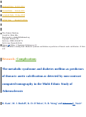 Cover page: The metabolic syndrome and diabetes mellitus as predictors of thoracic aortic calcification as detected by non‐contrast computed tomography in the Multi‐Ethnic Study of Atherosclerosis