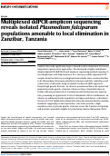 Cover page: Multiplexed ddPCR-amplicon sequencing reveals isolated Plasmodium falciparum populations amenable to local elimination in Zanzibar, Tanzania.