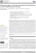 Cover page: Examining English- and Spanish-Speaking Therapist Behaviors in Parent–Child Interaction Therapy