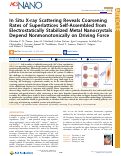 Cover page: In Situ X‑ray Scattering Reveals Coarsening Rates of Superlattices Self-Assembled from Electrostatically Stabilized Metal Nanocrystals Depend Nonmonotonically on Driving Force