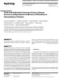 Cover page: Total and Individual Coronary Artery Calcium Scores as Independent Predictors of Mortality in Hemodialysis Patients