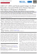 Cover page of SARS-CoV-2 RNA and Nucleocapsid Antigen Are Blood Biomarkers Associated With Severe Disease Outcomes That Improve in Response to Remdesivir.