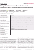 Cover page: Therapeutic effects of stem cells in rodent models of Huntington's disease: Review and electrophysiological findings.