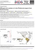 Cover page: Mitogenomic analysis of a late Pleistocene jaguar from North America