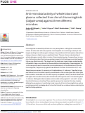 Cover page: Anti-microbial activity of whole blood and plasma collected from Anna’s Hummingbirds (Calypte anna) against three different microbes