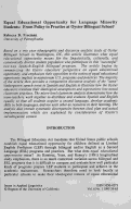 Cover page: Equal Educational Opportunity for Language Minority Students: From Policy to Practice at Oyster Bilingual School