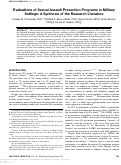 Cover page: Evaluations of Sexual Assault Prevention Programs in Military Settings: A Synthesis of the Research Literature