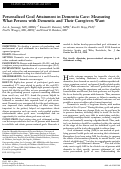 Cover page: Personalized Goal Attainment in Dementia Care: Measuring What Persons with Dementia and Their Caregivers Want