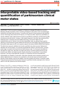 Cover page: Interpretable video-based tracking and quantification of parkinsonism clinical motor states.