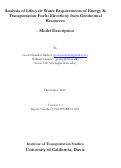 Cover page: Analysis of Lifecycle Water Requirements of Energy &amp; Transportation Fuels: Electricity from Geothermal Resources - Model Description