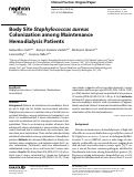 Cover page: Body Site Staphylococcus aureus Colonization among Maintenance Hemodialysis Patients