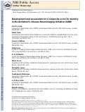 Cover page: Development and assessment of a composite score for memory in the Alzheimer’s Disease Neuroimaging Initiative (ADNI)