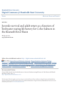 Cover page of Juvenile survival and adult return as a function of freshwater rearing life history for Coho Salmon in the Klamath River Basin