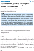 Cover page: Population Genomic Analysis of a Bacterial Plant Pathogen: Novel Insight into the Origin of Pierce's Disease of Grapevine in the U.S.